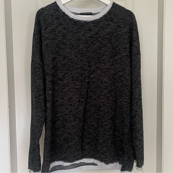 Men’s distressed sweater, made in Italy, grey with white detail, size L - Picture 7 of 10
